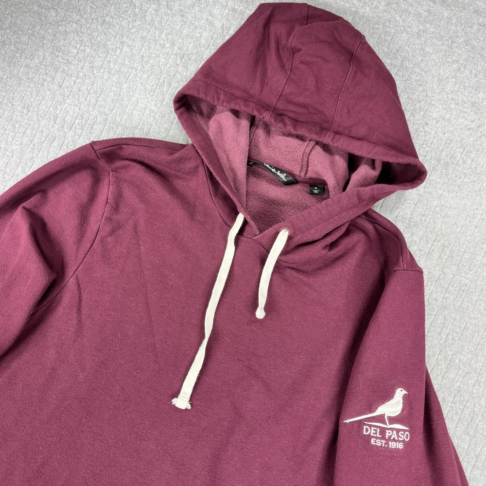 TravisMathew Hoodie Men XL Burgundy Del Paso Est 1916 Pullover Sweatshirt